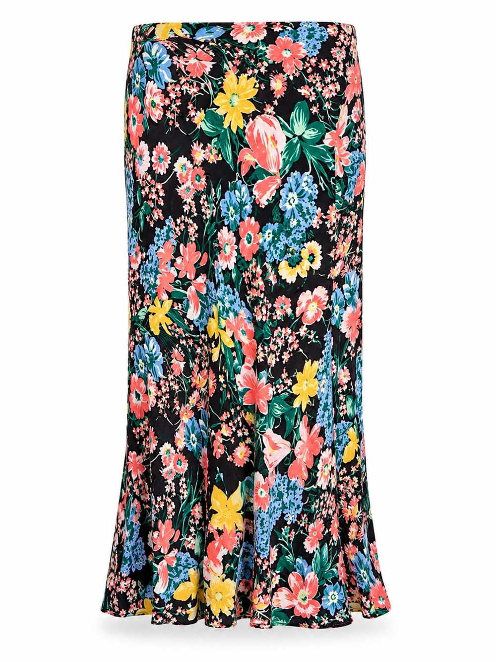 Maeve Anthropologie Floral Maxi Skirt Black Multicolor Botanical Boho Resort L
